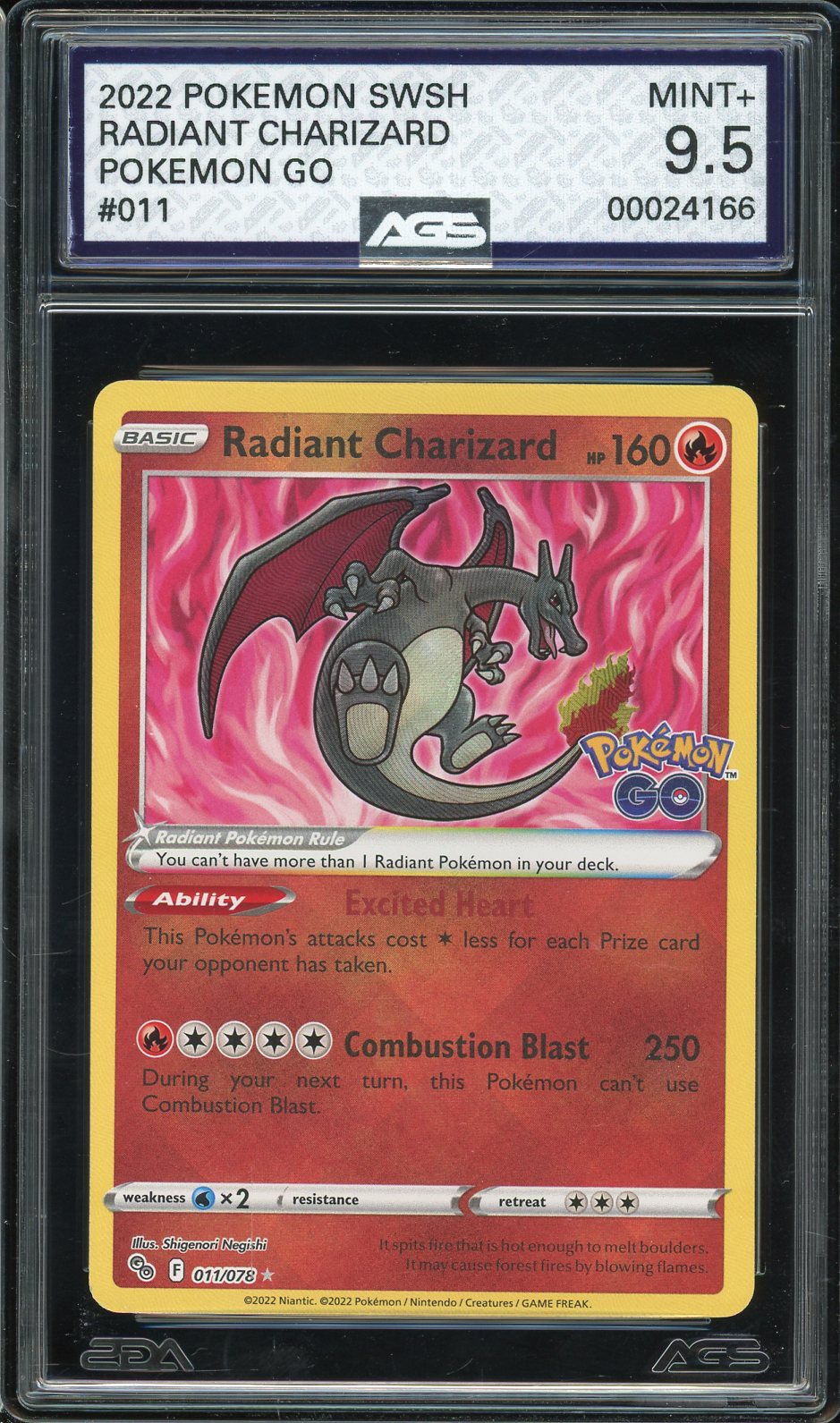 2022 Pokemon GO #11 Radiant Charizard (MINT+ 9.5)