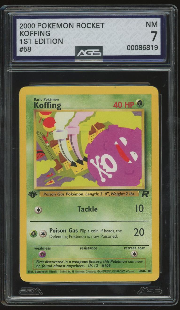 2000 Pokemon Base Set Series Team Rocket #58 1st Edition Koffing (NM-7)