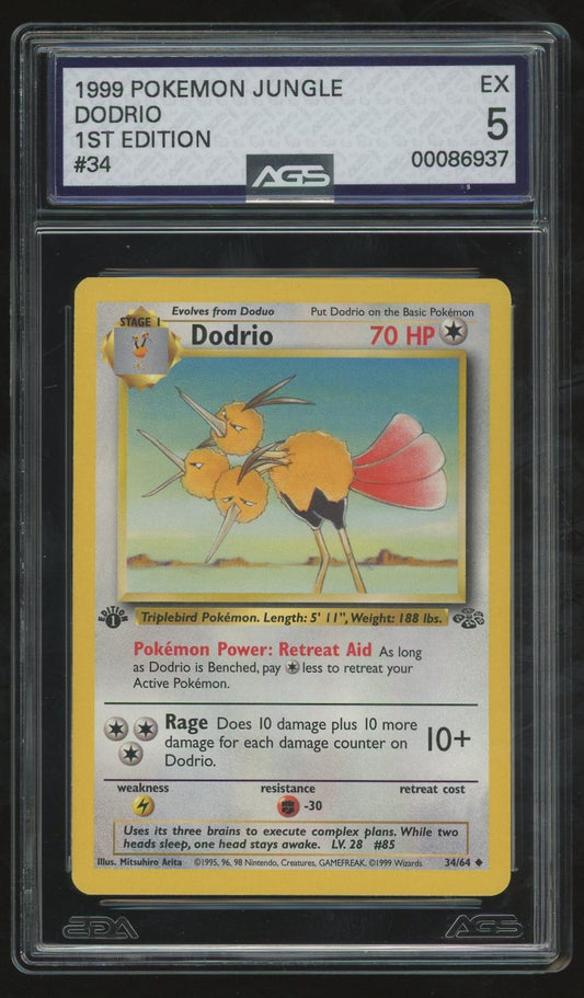 1999 Pokemon Base Set Series Jungle #34 1st Edition Dodrio (EX-5)