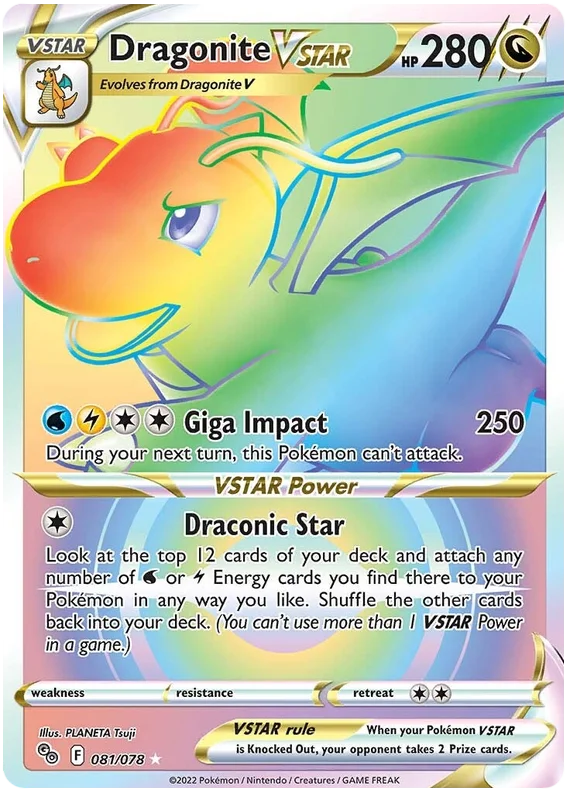2022 Pokemon GO #81 Dragonite VSTAR (GEM-MT 10)