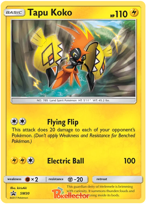 2016 Pokemon Sun & Moon Series Sun & Moon Promos #SM30 Holo Tapu Koko (MINT+ 9.5)