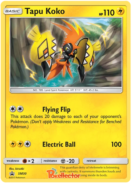 2016 Pokemon Sun & Moon Series Sun & Moon Promos #SM30 Holo Tapu Koko (MINT+ 9.5)